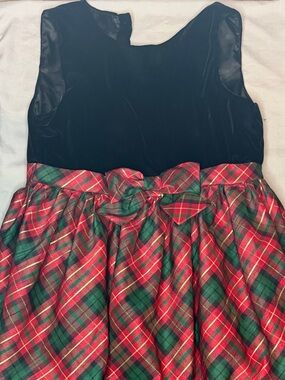 Gymboree Holiday Plaid Velvet Bow Dress Girls Size 12